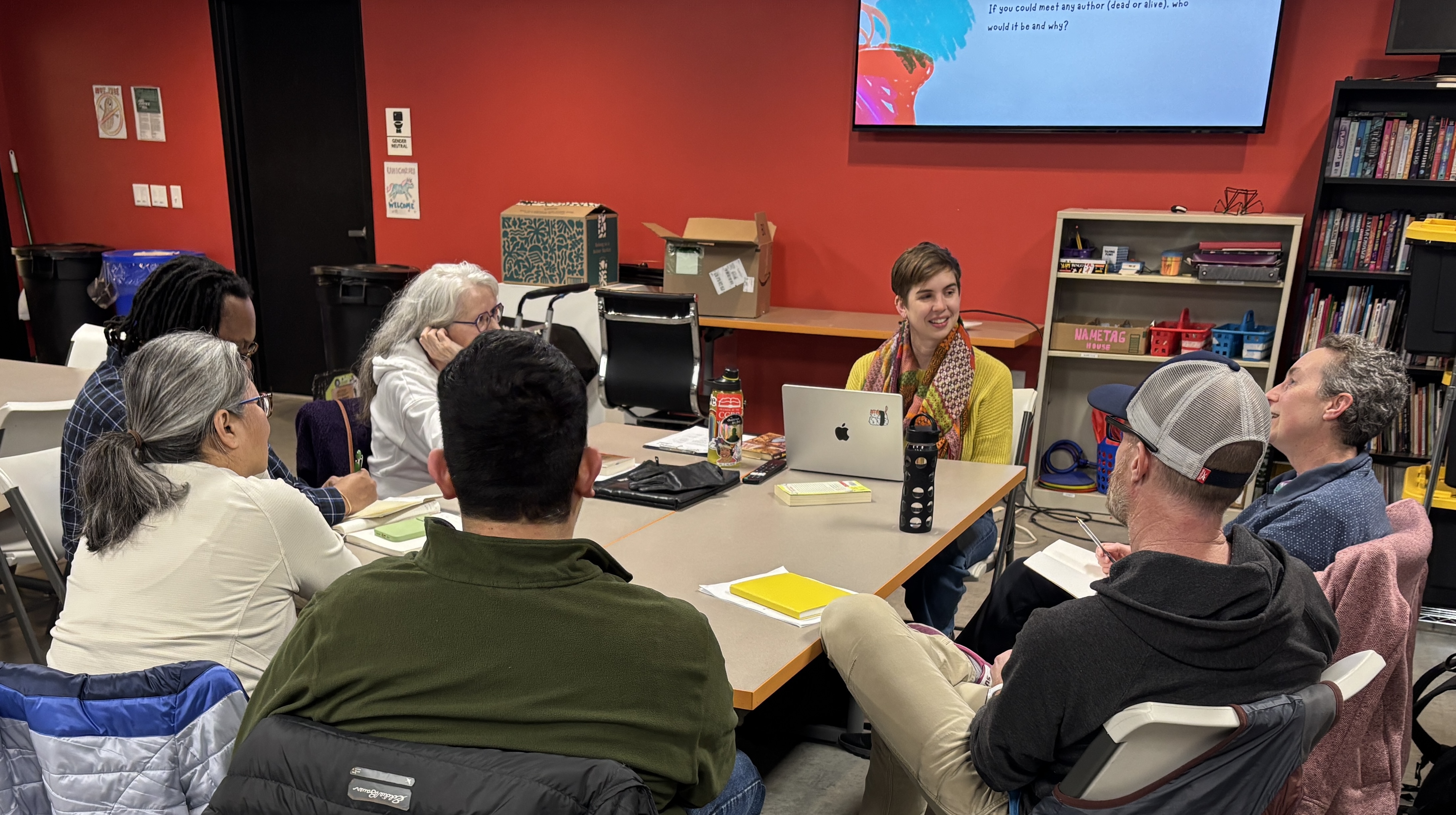 Mel teaching a class at the Arts + Literature Labratory