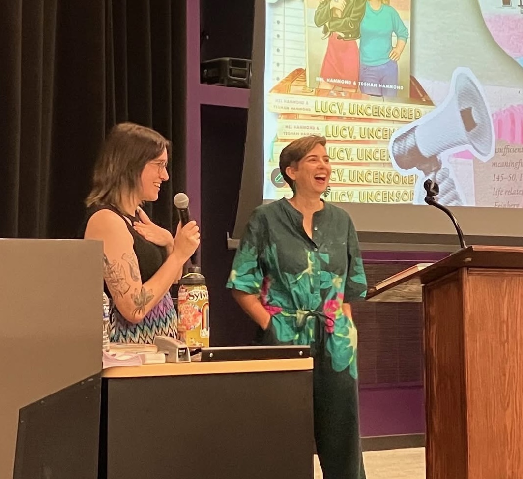 Mel and Teghan present their book at Kansas State University
